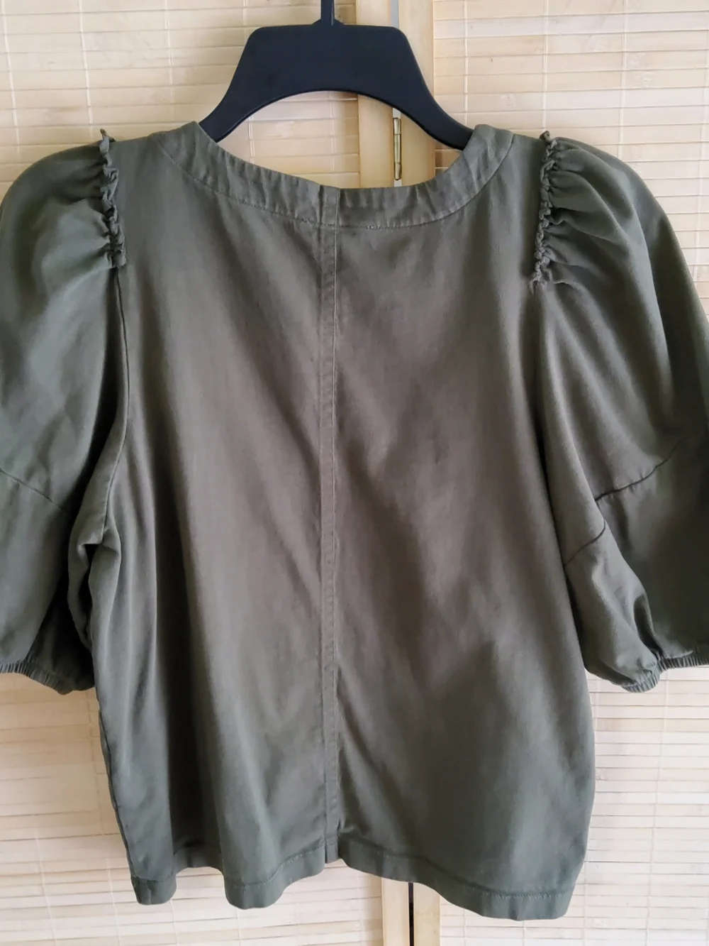 Madewell Olive Green Puff Sleeve Blouse